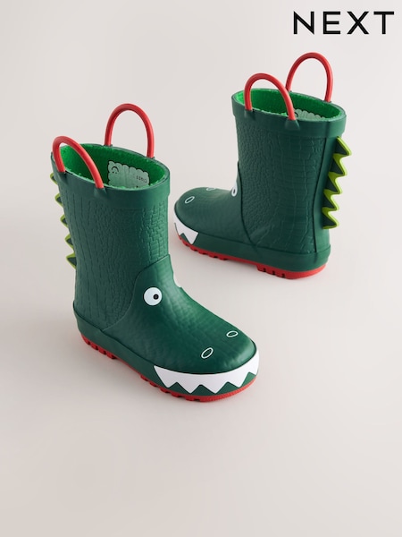 Green Crocodile Handle Pull On Wellies (AY8030) | £15 - £17