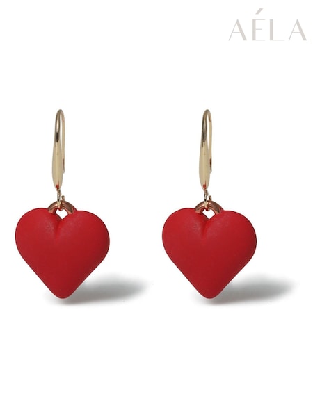 Aela Red Powdercoat Heart Earrings (AY8070) | £0