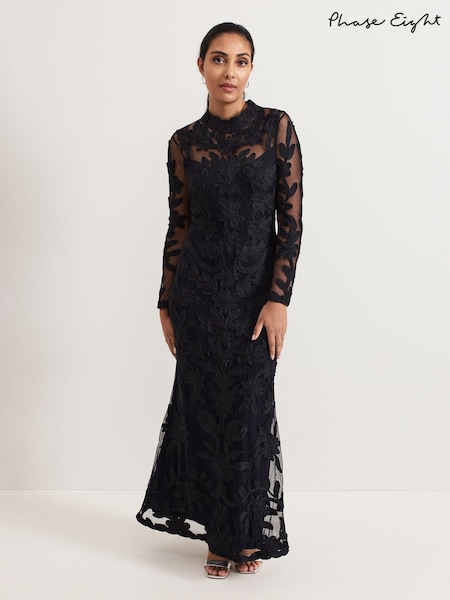 Phase Eight Blue Petite Geneve Tapework Maxi Dress (AY8147) | £369