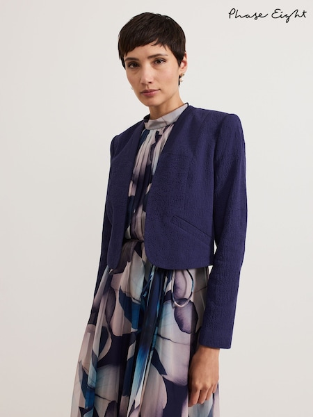 Phase Eight Blue Olivia Textured Short Jacket (AY8157) | £99