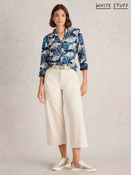White Stuff Blue Annie Jersey 100% Cotton Shirt (AY8180) | £45