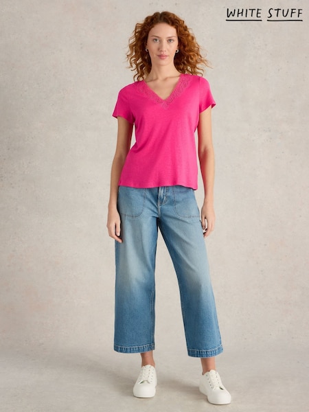 White Stuff Pink Ellie Lace T-Shirt (AY8192) | £30