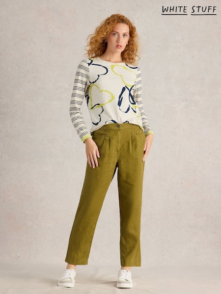 White Stuff Green Rowena 100% Linen Trousers (AY8209) | £65