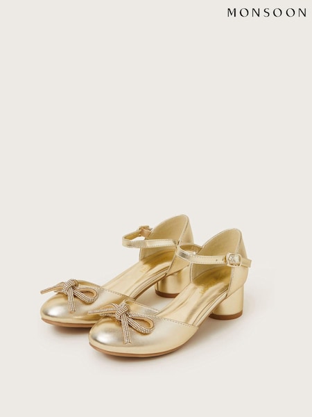 Monsoon Gold Diamante Bow Two Part Heels (AY8235) | £27 - £31