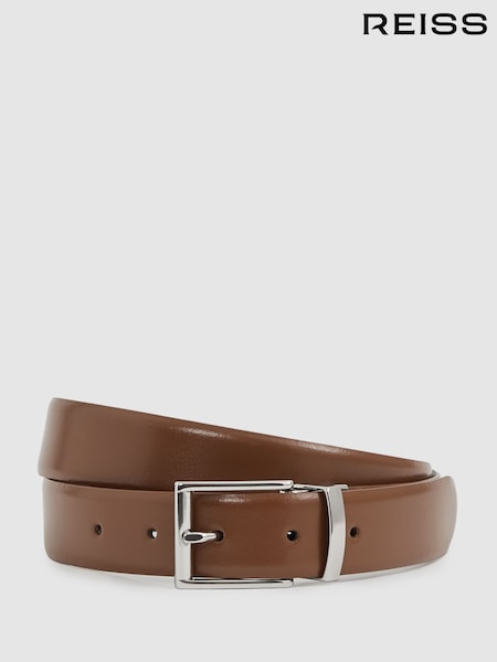 Reiss Tan/Dark Brown Ricky Leather Reversible Belt (AY8331) | £68