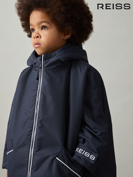Reiss Navy/White Samson Water-Repellent Fleece-Lined Coat (AY8337) | £88