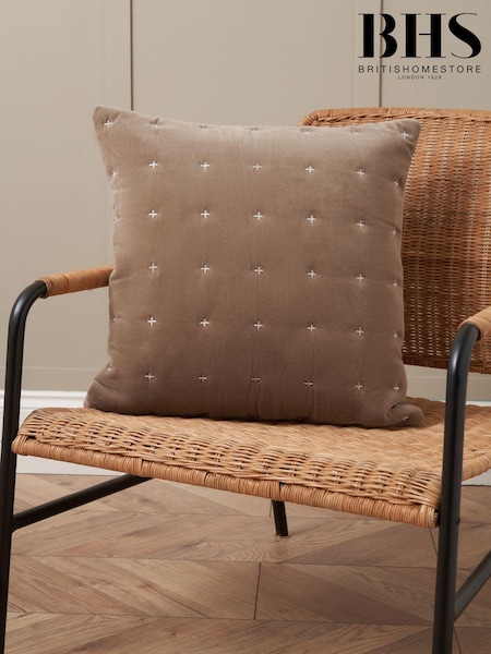 BHS Cross Stitch Quilted 100% Cotton Cushion (AY8350) | £22