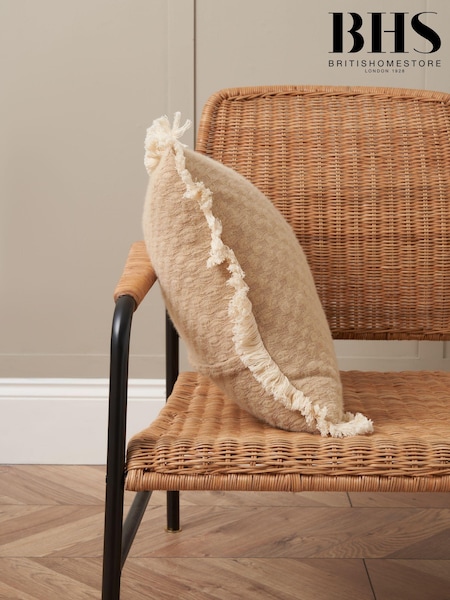 BHS Natural Small Checkerboard Cushion (AY8357) | £16