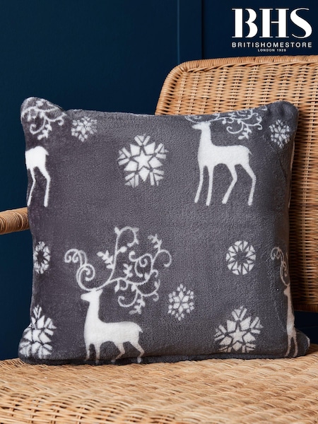 BHS Grey Christmas Stag Cushion (AY8364) | £16