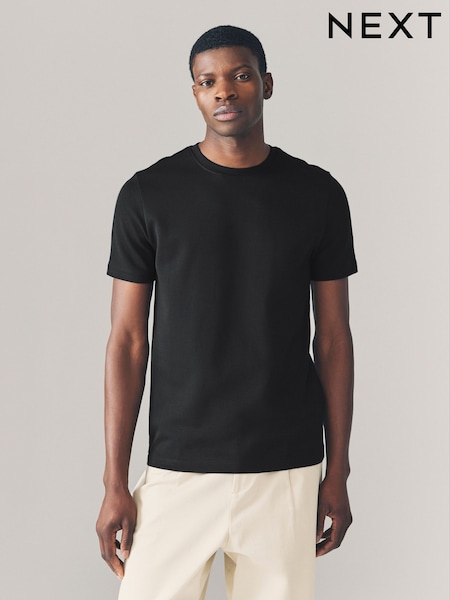 Black Slim Fit Smart Soft Touch Heavyweight T-Shirt (AY8370) | £16