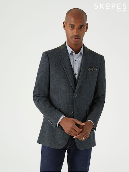 Skopes Grey Tailored Fit Tweed Effect Newsam Jacket (AY8541) | £119