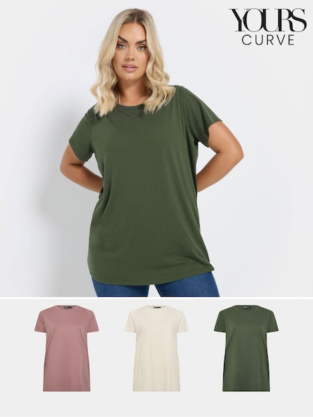 Yours Curve Pink Core Short Sleeve T-Shirts 3 Pack (AY8721) | £28