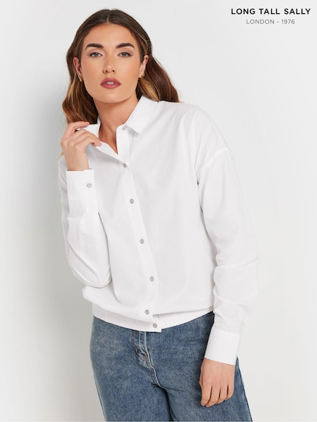 Long Tall Sally White Elasticated Hem 100% Cotton Shirt (AY8746) | £28
