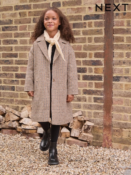 Brown Relaxed Fit Over Coat With Wool (3-16yrs) (AY8931) | £34 - £44