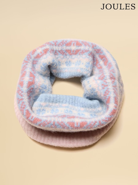 Joules Riley Blue Pink Cosy Lined Fairisle Snood (AY9016) | £16.95