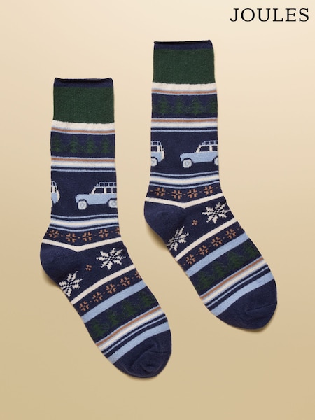 Joules Weston Navy Fairisle Sock (AY9018) | £9.95