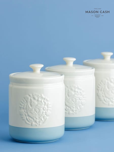 Mason Cash Set of 3 Cream and Blue Home to Roost Storage Jars (AY9047) | £41