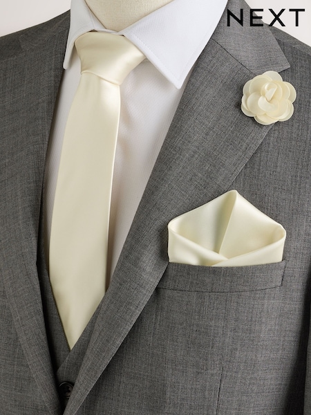 Neutral Pocket Square And Pin Set (AY9055) | £20