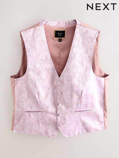 Pink Regular Fit Occasion Waistcoat (AY9084) | £55