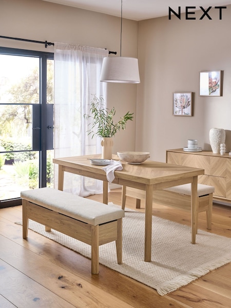 Light Natural 4 Seater Round Hayford Dining Bench Set (AY9144) | £850
