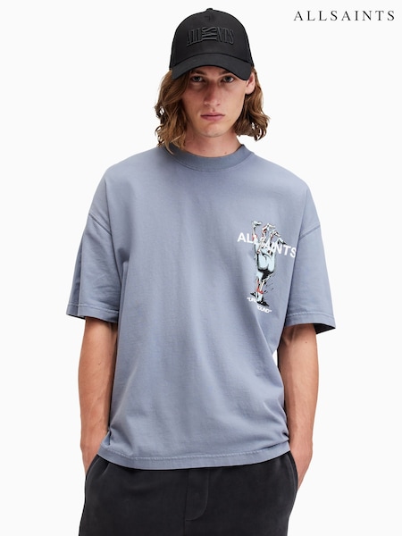 AllSaints Blue Undergang Short Sleeves Crew T-Shirt (AY9341) | £59