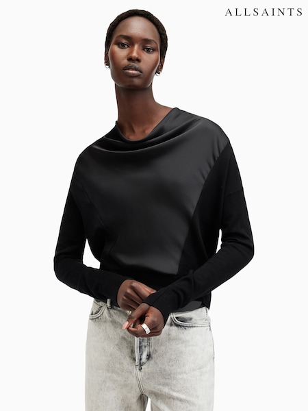 AllSaints Black Myra Cowl Jumper (AY9348) | £139