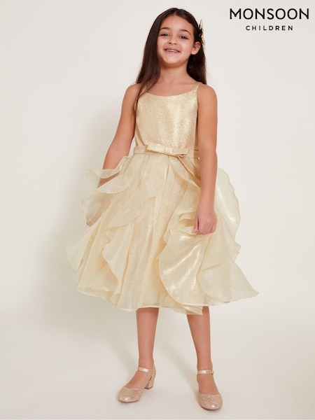 Monsoon Gold 2-in-1 Detachable Ruffle Skirt Dress (AY9388) | £68 - £78