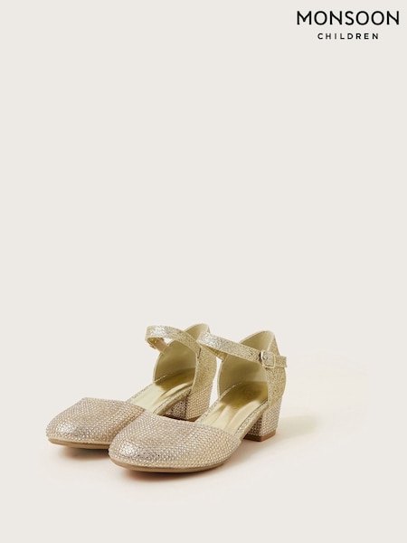 Monsoon Gold Diamante Glitter Two-Part Heels (AY9400) | £30 - £34