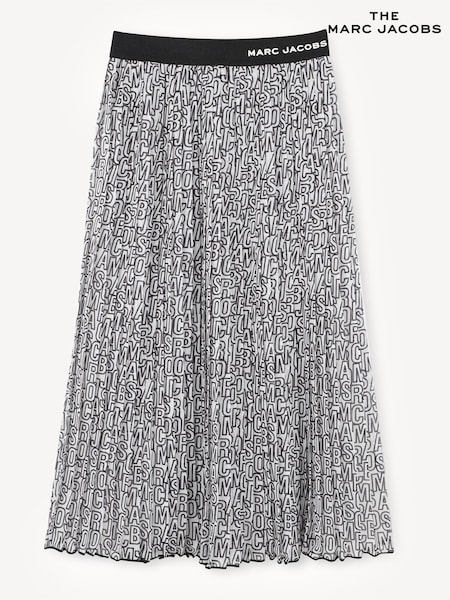 Marc Jacobs Black Sparkle Pleated Midi Skirt With Logo Waistband (AY9409) | £135