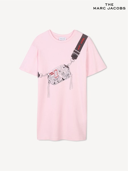 Marc Jacobs Pink Logo Disney Mickey Mouse Crossbody Bag 100% Cotton T-Shirt Dress (AY9417) | £85