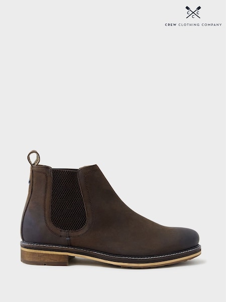 Crew Clothing Brown Parker Leather Chelsea Brown Boots (AY9465) | £120