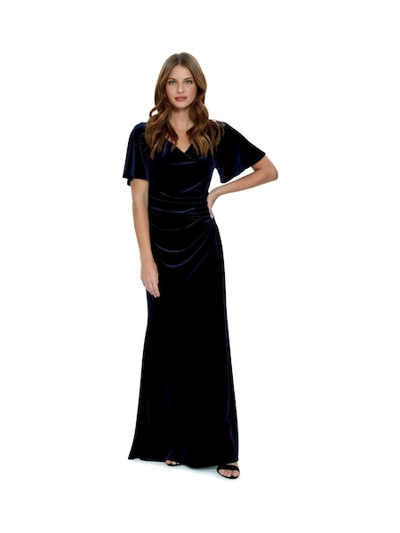 Gina Bacconi Blue Minka Velvet Maxi Dress With Cowl Neck (AY9481) | £250