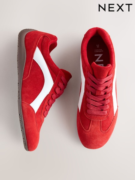 Red Forever Comfort® Leather Slimsole Lace-Up Trainers (AY9499) | £42