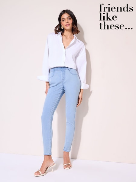 Friends Like These Bleach Blue Elasticated Waist Denim Jeggings (AY9590) | £25
