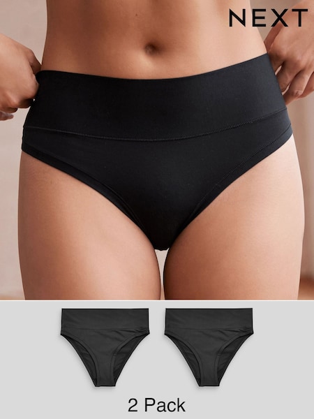Black High Rise High Leg Ultimate Comfort Knickers 2 Pack (AY9632) | £14