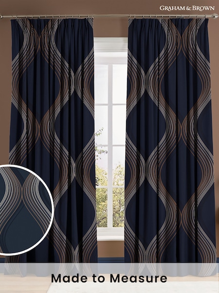 Graham & Brown Navy Blue Euphoria Made to Measure Curtains (AY9720) | £119
