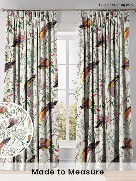 Graham & Brown Day Cream Clavering Birds Made to Measure Curtains (AY9723) | £119