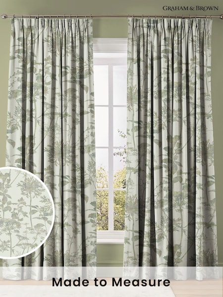 Graham & Brown Sage Green Esther Made to Measure Curtains (AY9724) | £119