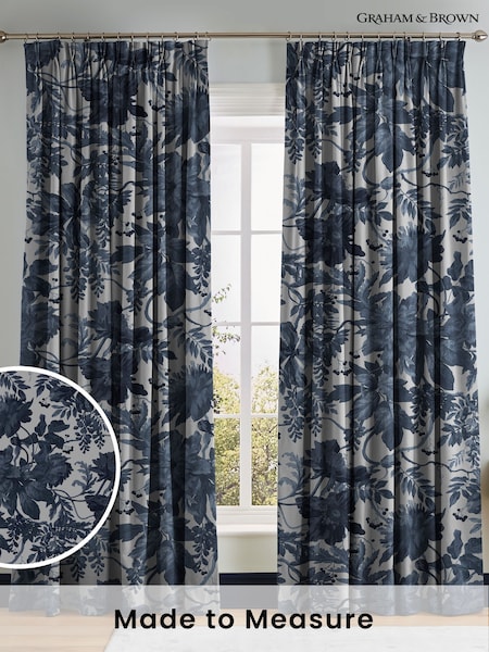 Graham & Brown Ink Blue Enzia Made to Measure Curtains (AY9726) | £119