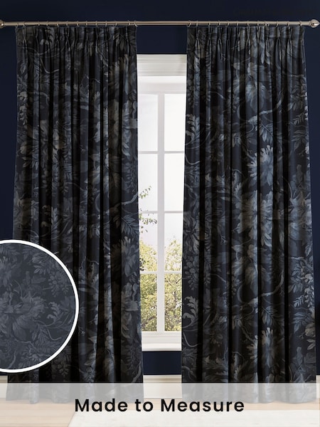 Graham & Brown Navy Blue Enzia Made to Measure Curtains (AY9730) | £119