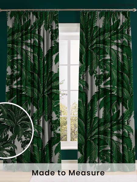 Graham & Brown Pearl White Faux Daintree Made to Measure 100% Cotton Curtains (AY9732) | £119