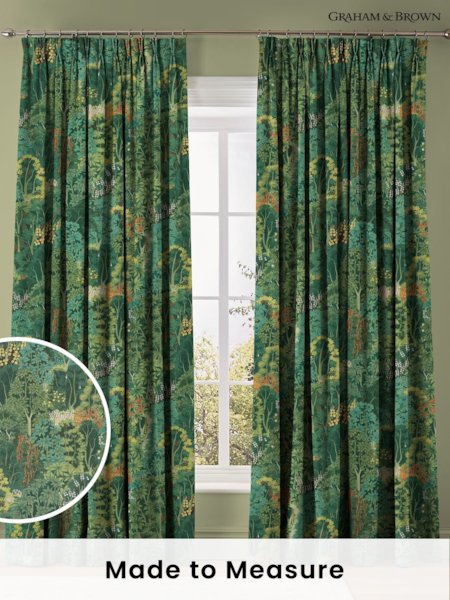 Graham & Brown Emerald Green New Eden Made to Measure 100% Cotton Curtains (AY9739) | £119