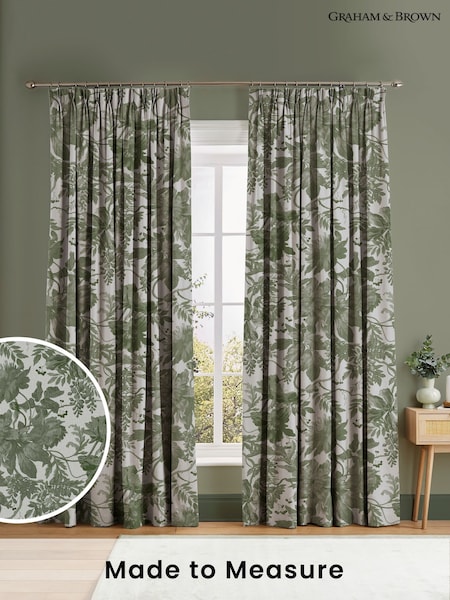 Graham & Brown Sage Green Enzia Made to Measure Curtains (AY9740) | £119