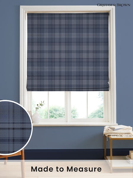 Graham & Brown Blue Heritage Plaid Made to Measure 100% Cotton Roman Blind (AY9768) | £99