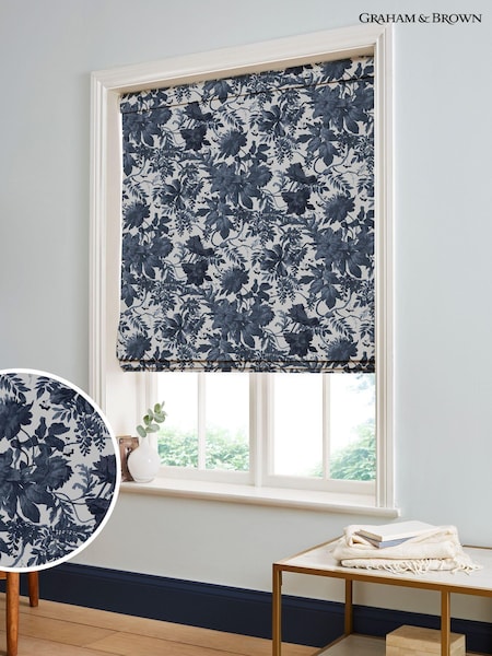 Graham & Brown Ink Blue Enzia Made to Measure 100% Cotton Roman Blind (AY9769) | £99