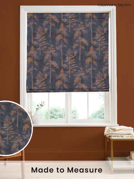 Graham & Brown Bark Blue Norse Forest Made to Measure 100% Cotton Roman Blind (AY9775) | £99