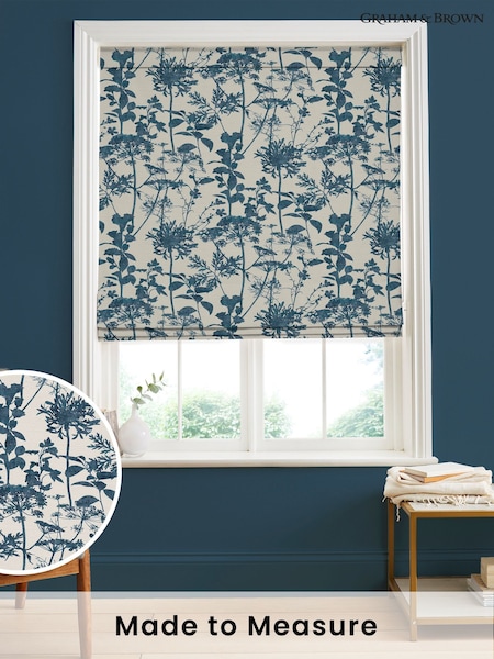 Graham & Brown Ink Blue Esther Made to Measure 100% Cotton Roman Blind (AY9776) | £99