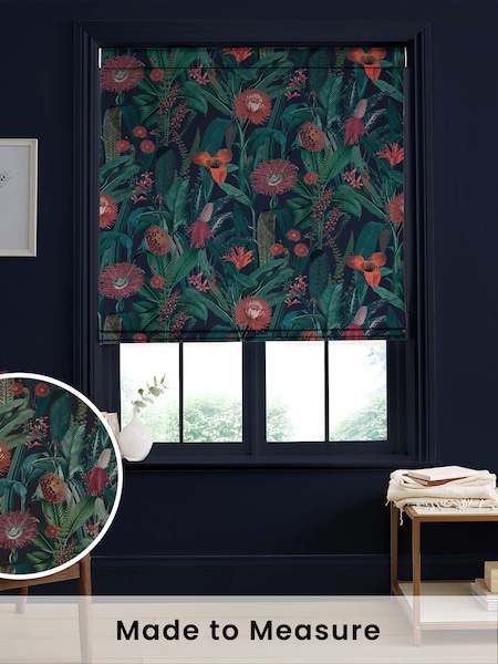 Graham & Brown Midnight Blue Tigerlily Made to Measure 100% Cotton Roman Blind (AY9782) | £99
