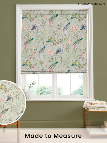 Graham & Brown Sage Green Clavering Birds Made to Measure 100% Cotton Roman Blind (AY9783) | £99