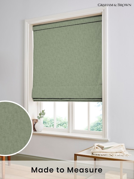 Graham & Brown Sage Green Organdy Silk Made to Measure 100% Cotton Roman Blind (AY9786) | £99